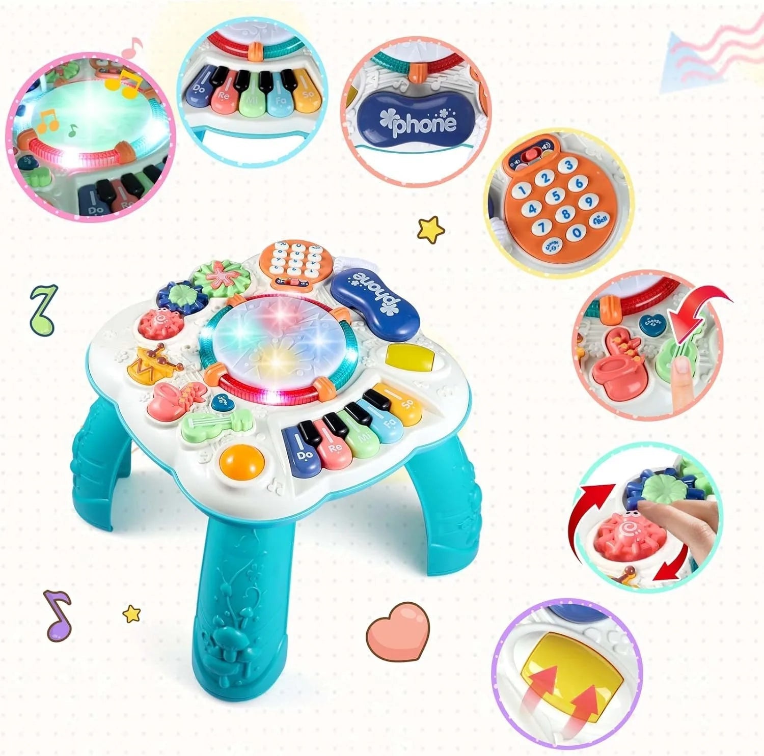Musical Table Toy for Babies & Toddlers - Safe, Sturdy & Fun Learning Activity - silverfoxgoods